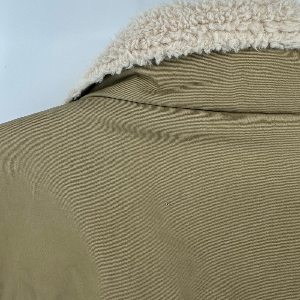 Lauren Ralph Lauren Waxed Field Jacket Faux Shearling Trim Utility equestrian - Picture 9 of 9